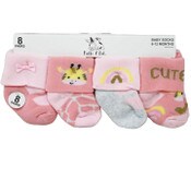 Wholesale - 8pk INFANT GIRLS MULTI TURNCUFF TERRY SOCKS ASST SIZE C/P 60, UPC: 194382054796